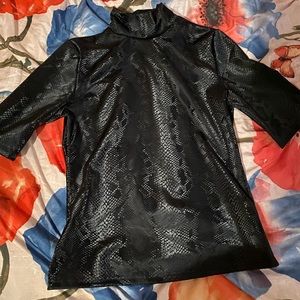 Shein snake print leather tee